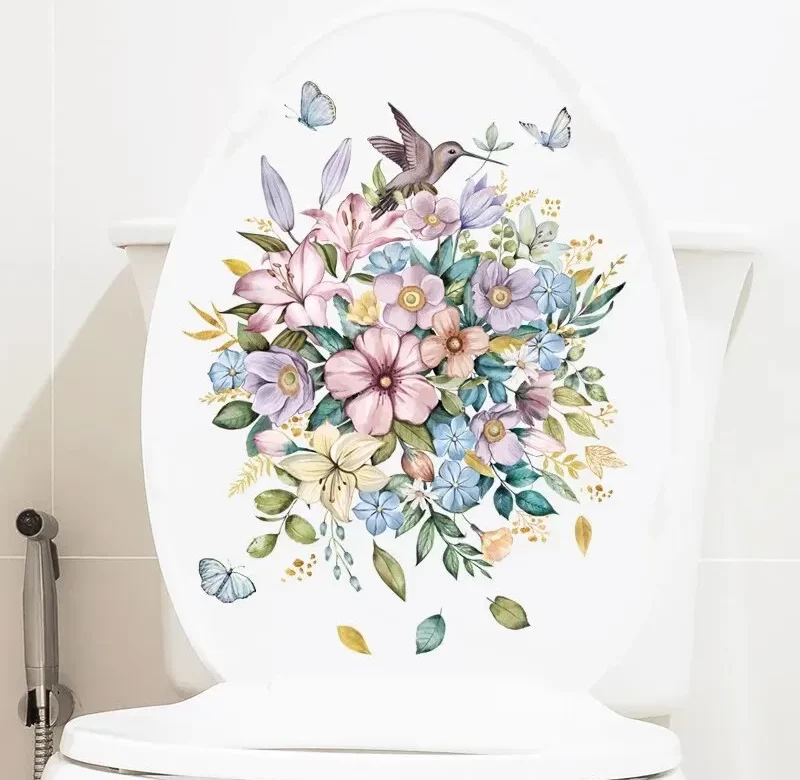 Květinová samolepka na víko wc | toaletní dekorace,