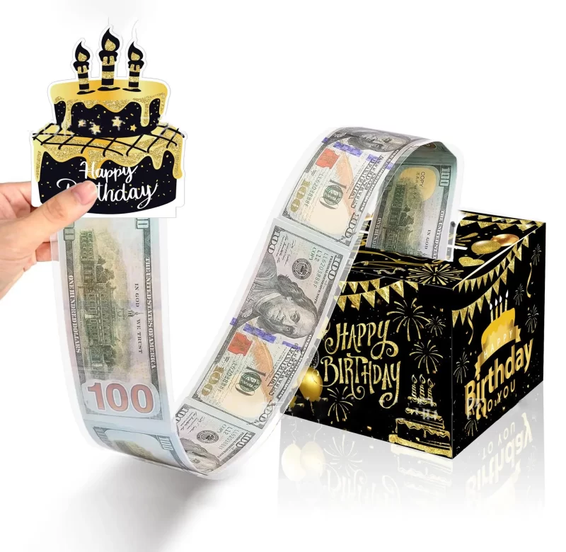 Vtipná dárková krabička na peníze s dortem a kartičkou | peněžní dárek, narozeninový dárek