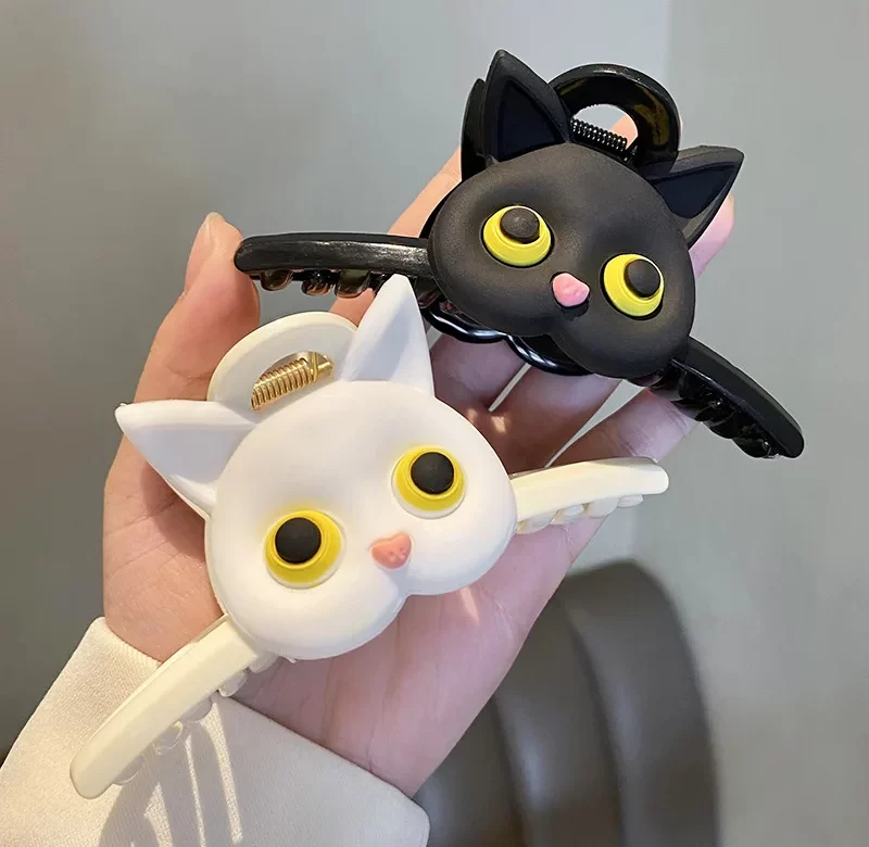 Roztomilé černobílé kočičí sponky do vlasů | dívčí doplňky, sponky do vlasů
