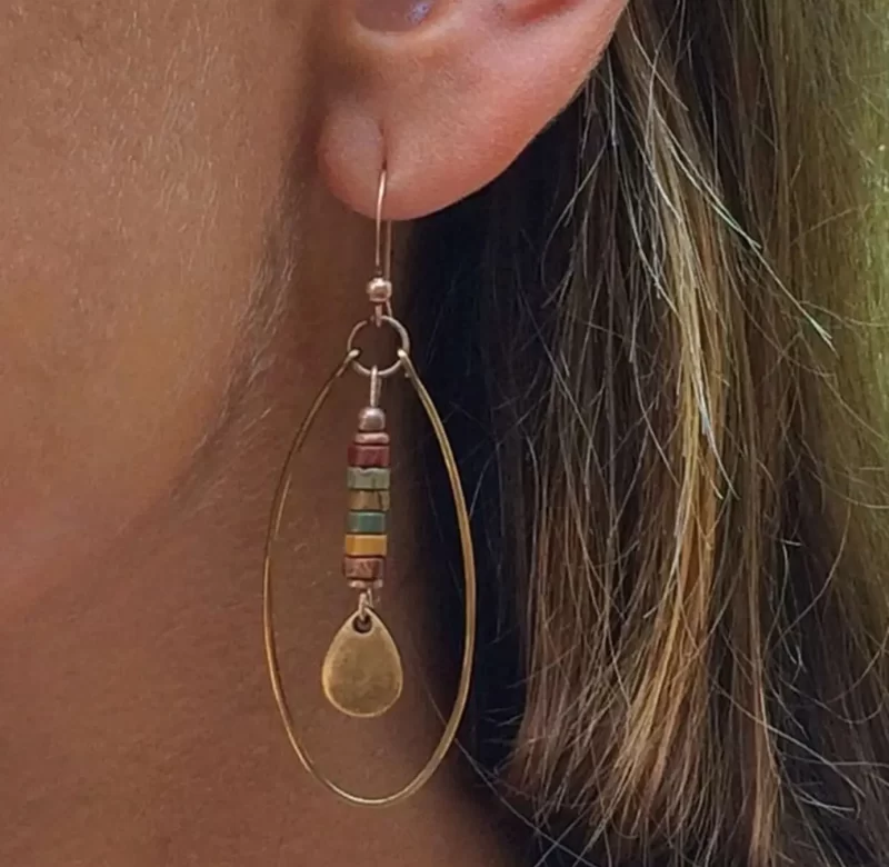 Etno boho barevné visací náušnice pro ženy | dámské šperky 2 ks