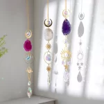 Achátový sluneční lapač s přívěskem | ochranný talisman, krystal dekorace