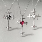 Náhrdelník s křížem a zirkonem | Dámský přívěsek, gotický šperk**