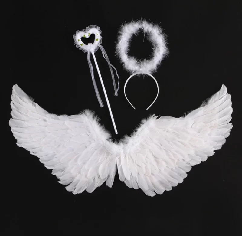 Andělská bílá péřová křídla pro děti i dospělé | kostým, dekorační křídla