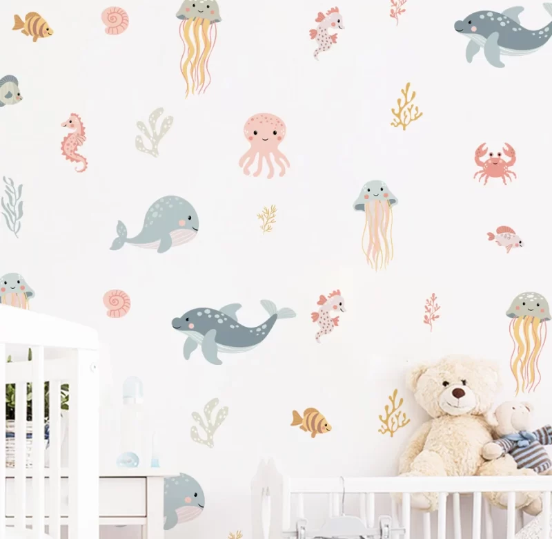 Mořská rybí samolepka na stěnu do pokoje | stěnová dekorace