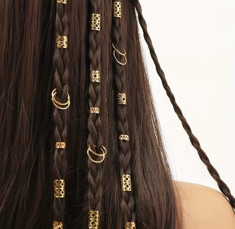 80 ks Kovové kroužky do vlasů pro copánky a dredy | ozdoby do vlasů, doplňky do vlasů