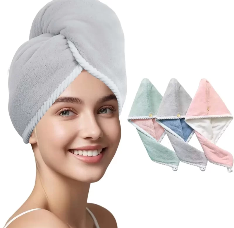 Rychleschnoucí mikrovlákno ručník na vlasy pro ženy | turban, osuška