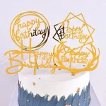 Stylové zápichy na narozeninový dort v černé a zlaté | dortové ozdoby, dekorace dortu 10 ks