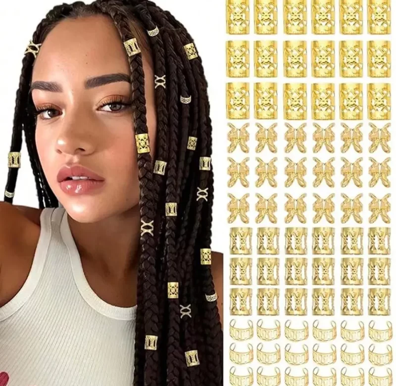 40 ks Korálky a kroužky pro copánky a dredy | vlasové doplňky, šperky do vlasů