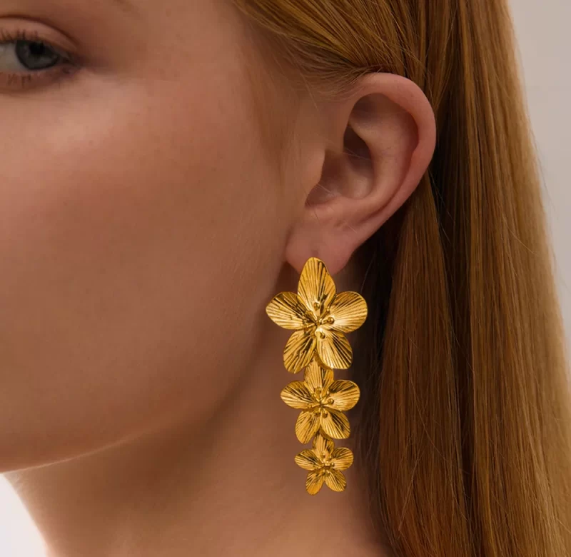 Cazador náušnice květina ocelové boho | trendy šperky 2 ks