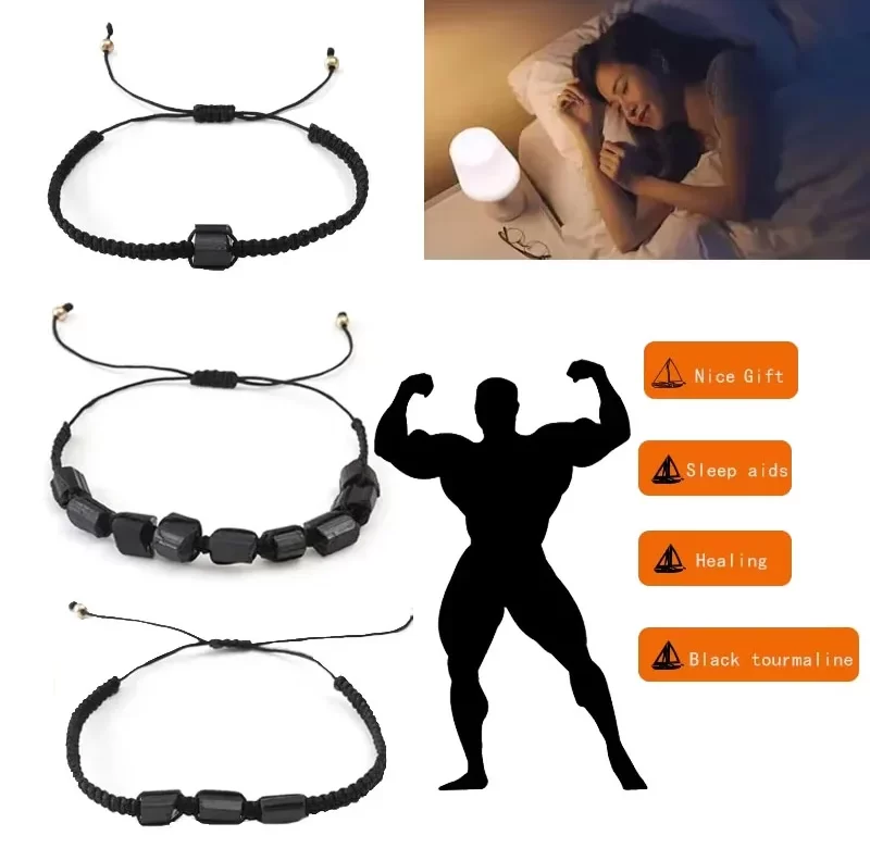 Černý turmalín náramek pro muže ručně pletený | šperky