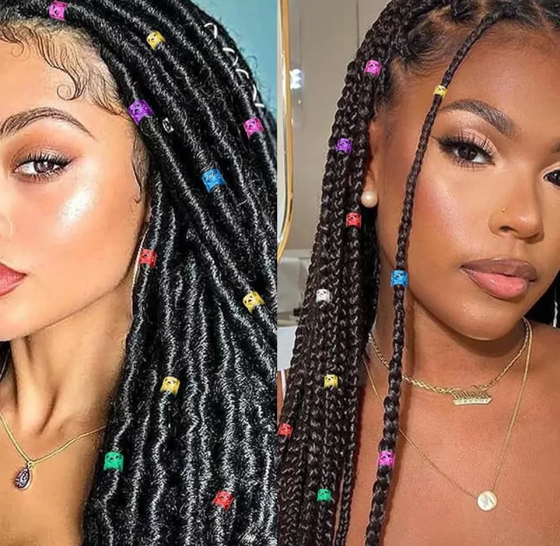 Barevné kroužky do vlasů pro copánky a dredy | ozdoby do vlasů, vlasové šperky 100 ks