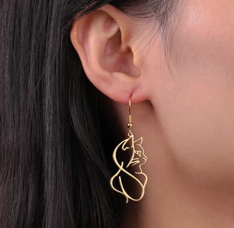 Náušnice s kočkou | Dámské šperky 2 ks