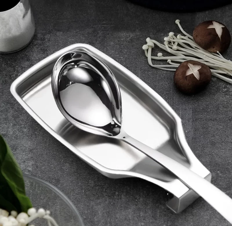 Nerezová miska na vařečky s háčkem proti skluzu | kuchyňský držák, odkládací miska