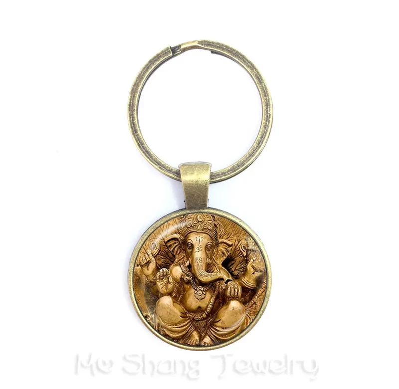 Skleněná klíčenka ganesha, buddha | ezoterický přívěsek, pánská klíčenka