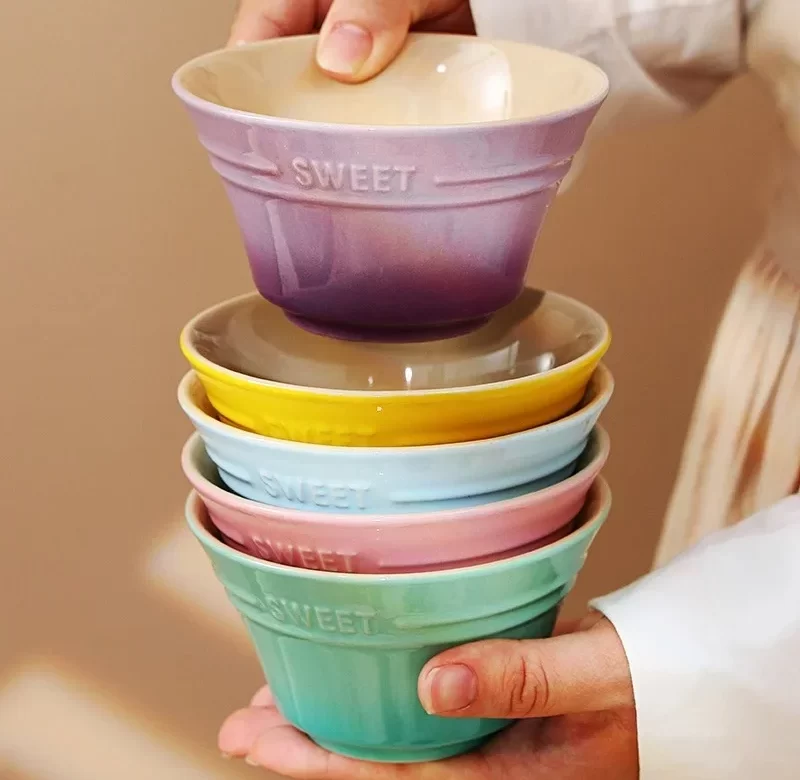 300ml duhová keramická miska na salát a polévku | jídelní miska, kuchyňské nádobí