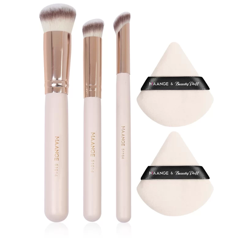 5dílná sada štětců na líčení a houbiček pro makeup | štětce na líčení, kosmetické pomůcky