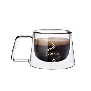 Průhledný skleněný hrnek na espresso, latte, čaj | hrnek skleněný