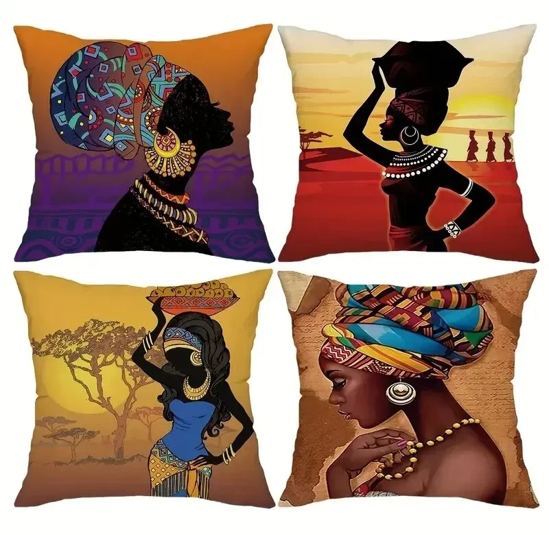 Povlak na polštář s africkým motivem 45×45 cm | designový povlak, bytový textil