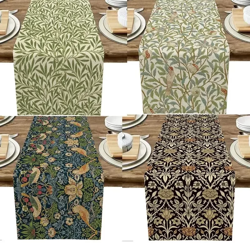 Vintage běhoun s květinami pro jídelní stůl | dekorace stolu, běhoun, ubrus