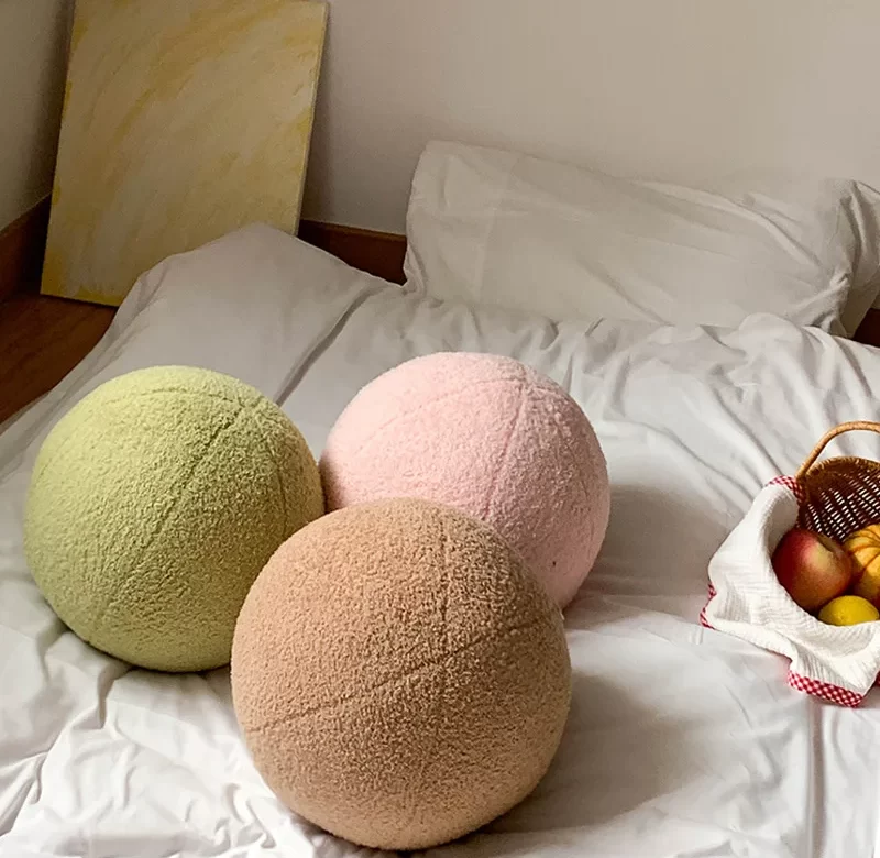 Minimalistický sametový plyšový polštář koule | dekorativní polštář, moderní dekorace
