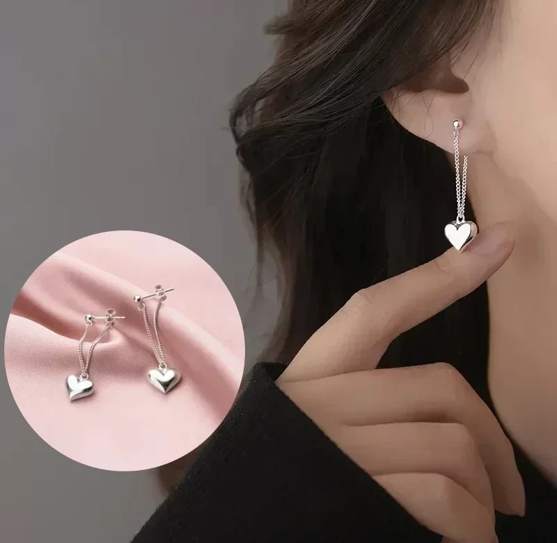 Náušnice s řetízkem srdce pro ženy | dámské šperky, elegantní doplněk