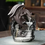 Keramická dračí aromalampa se zpětným kouřem pro vintage atmosféru | zpětný aroma stojánek, domácí dekorace