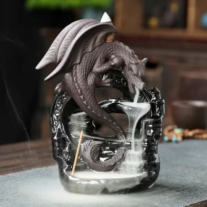 Keramická dračí aromalampa se zpětným kouřem pro vintage atmosféru | zpětný aroma stojánek, domácí dekorace