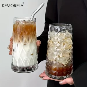 Stylová kávová sklenice v broušeném designu | sklenice, hrnek