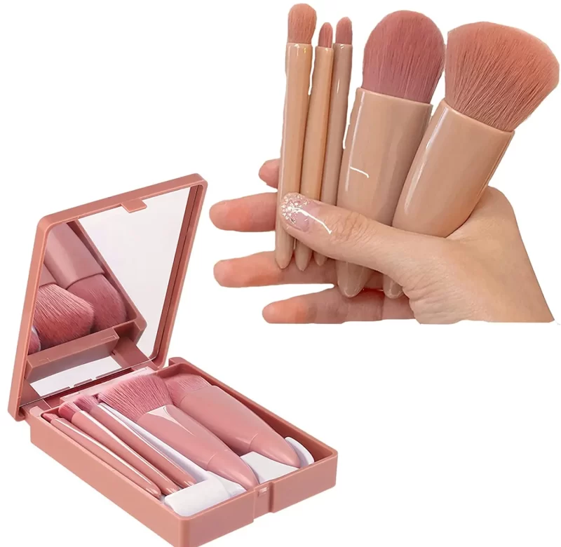 Mini sada štětců s zrcátkem na make up | sada štětců, kosmetické štětce