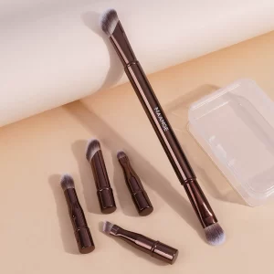 Cestovní sada štětců na make-up s boxem | kosmetické potřeby 6+1 ks