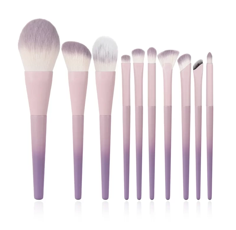 10dílná růžovo-fialová sada štětců na make up | sada štětců, kosmetické štětce