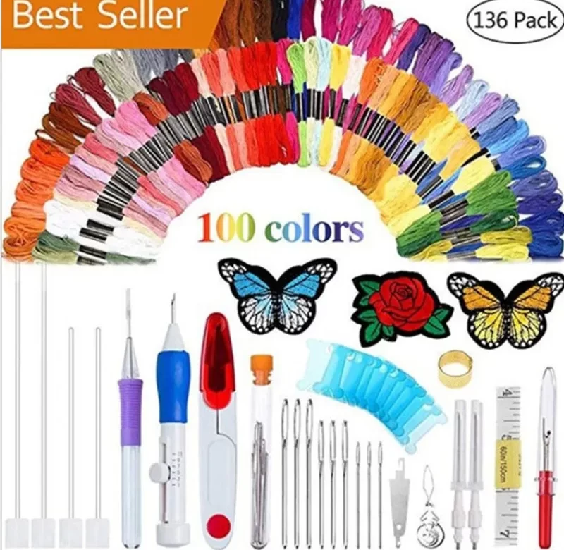 Magic sada na ruční vyšívání s vyšívacím perem | vyšívací sada, šicí potřeby