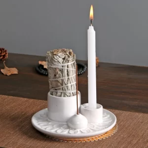 Morandi svícen pro palo santo a tyčinky | keramický svícen, aroma držák