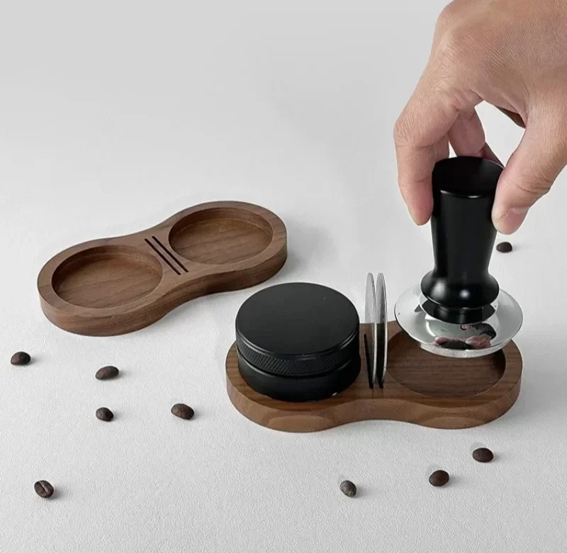 Dřevěná tamper podložka stojan pro kávu | tamper podložka, kávové příslušenství