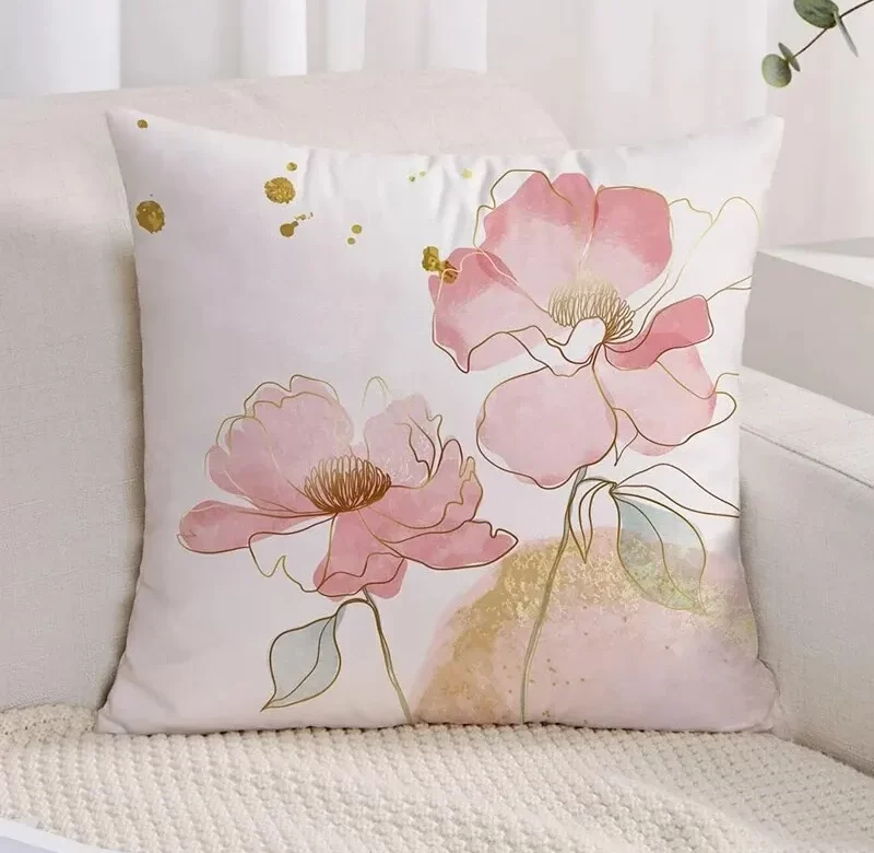 Florální povlak na polštář s moderním designem květů | povlak polštář, dekorativní polštář
