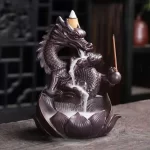 Aroma fontána se zpětným kouřem a motivem draka | keramická dekorace, domácí dekorace