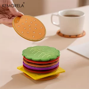8dílná sada burger podtácků pro děti a zábavu | silikonové podtácky, dekorace