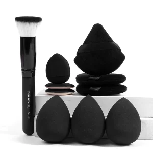 Štětec na makeup a sada houbiček pro konturování | kosmetické pomůcky  1+9 ks
