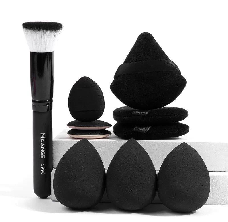 Štětec na makeup a sada houbiček pro konturování | kosmetické pomůcky  1+9 ks