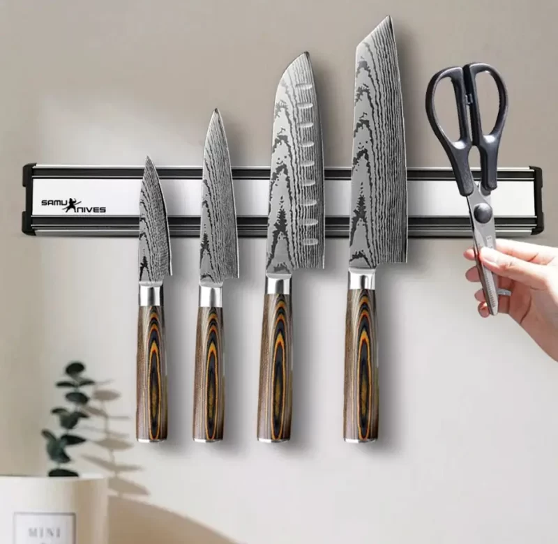 Magnetický držák nožů na zeď hliníkový úsporný | kuchyňské doplňky, magnetický stojan