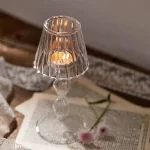 Skleněný vysoký stolní svícen pro moderní dekoraci | skleněný svícen, dekorativní svícen
