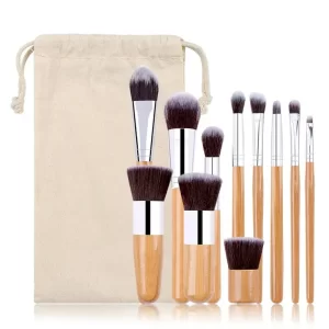 11dílná sada bambusových štětců na makeup s taštičkou | sada štětců, kosmetická sada