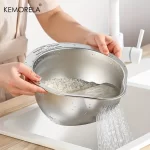 Cedník na rýži a zeleninu nerezový s praktickou miskou | kuchyňský cedník, síto