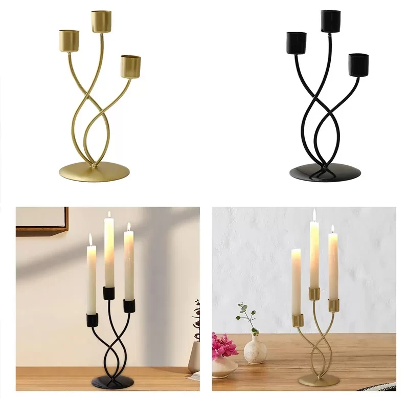 Železný stojan na svíčku s designem | svícen, dekorace