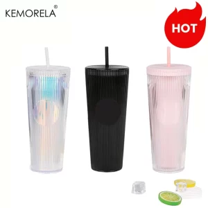 Průhledný termo hrnek s brčkem 710 ml | hrnek, kelímek