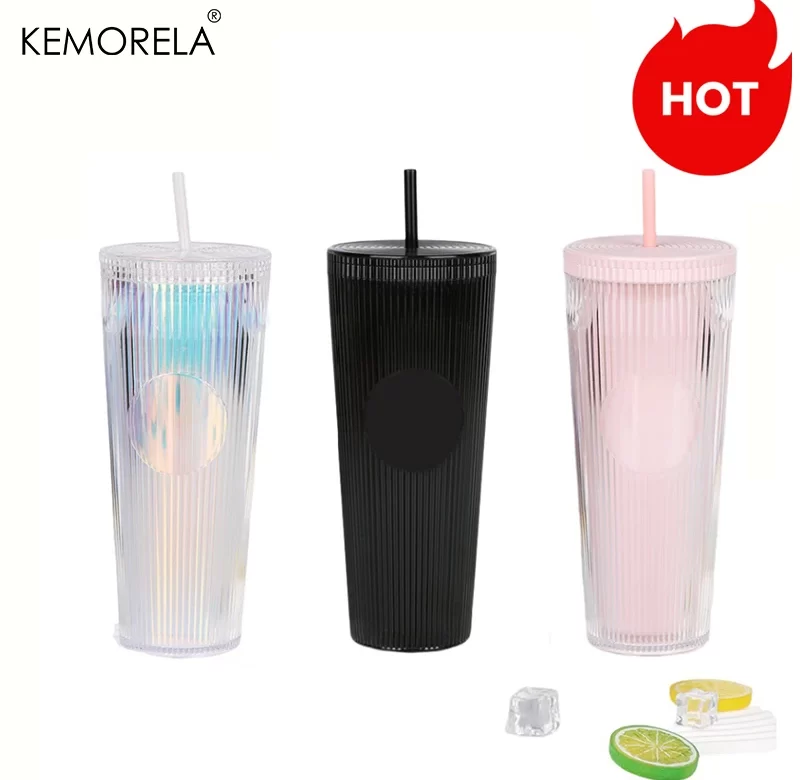Průhledný termo hrnek s brčkem 710 ml | hrnek, kelímek