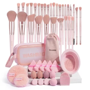 Sada štětců a houbiček na makeup pro cestování | kosmetické pomůcky 49 ks