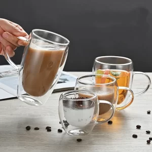 Čirý skleněný hrnek na kávu a čaj | designový hrnek, dvoustěnný hrnek