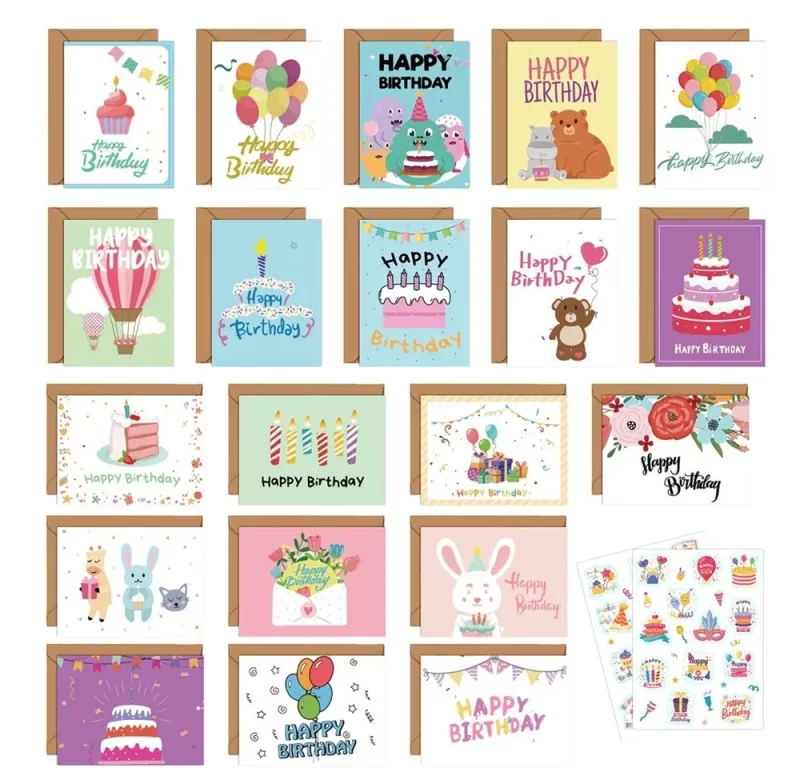 Originální přání k narozeninám se samolepkami | narozeninové karty 42 ks