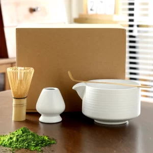 Japonská matcha sada s bambusovou metličkou a miskou | čajové nástroje 4 ks